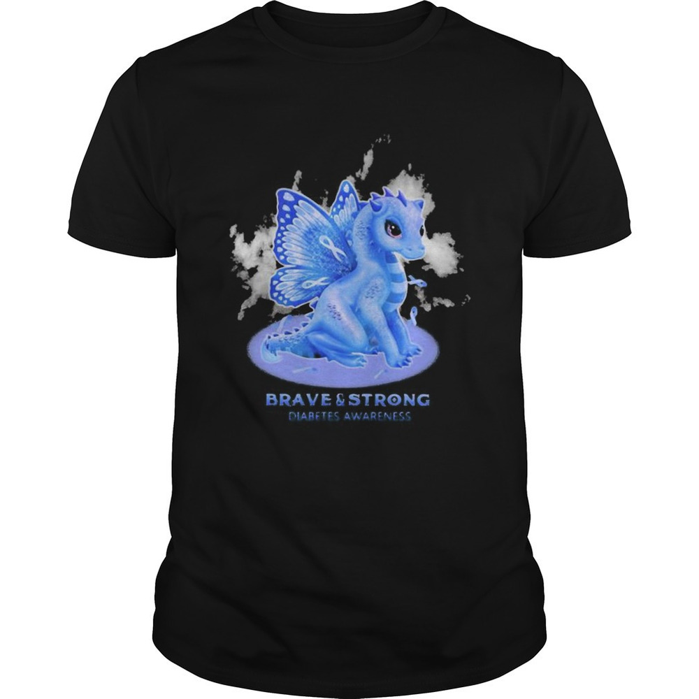 Dragon Butterfly Brave And Strong Diabetes Awareness Shirt